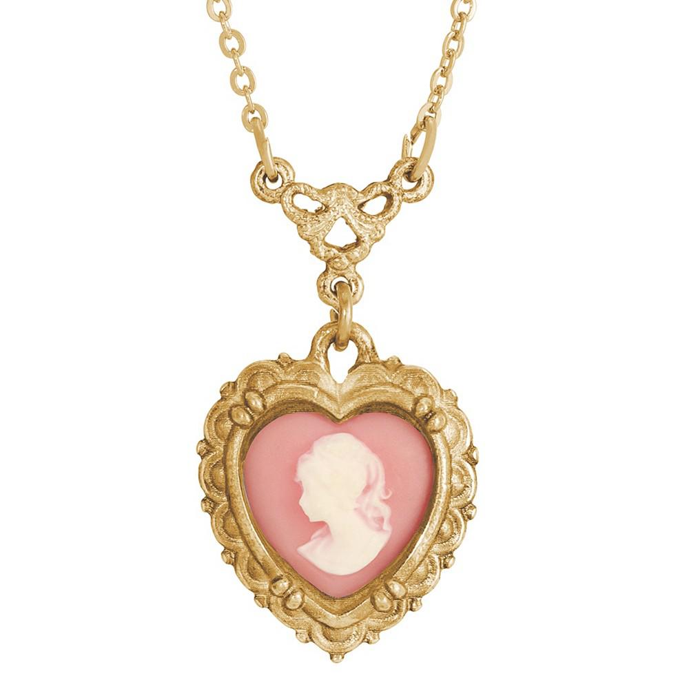 2028 Resin Pink Cameo Heart Necklace