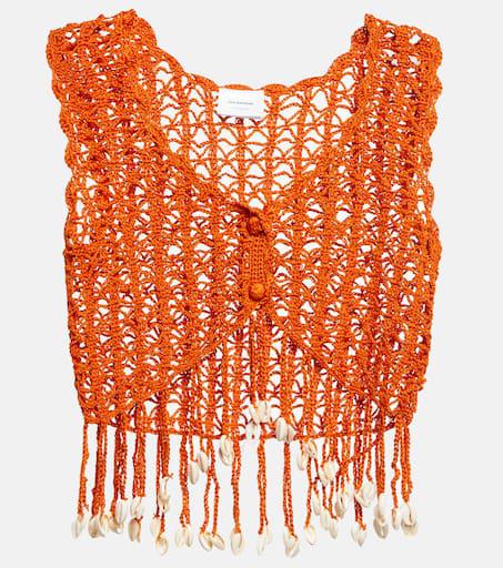 ANNA KOSTUROVA Embellished crochet crop top