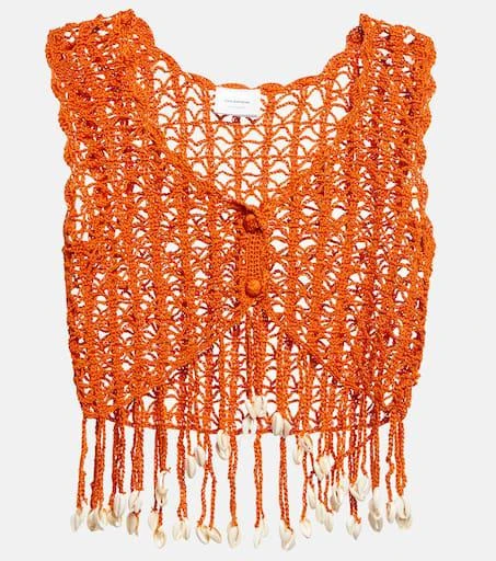 ANNA KOSTUROVA Embellished crochet crop top 1