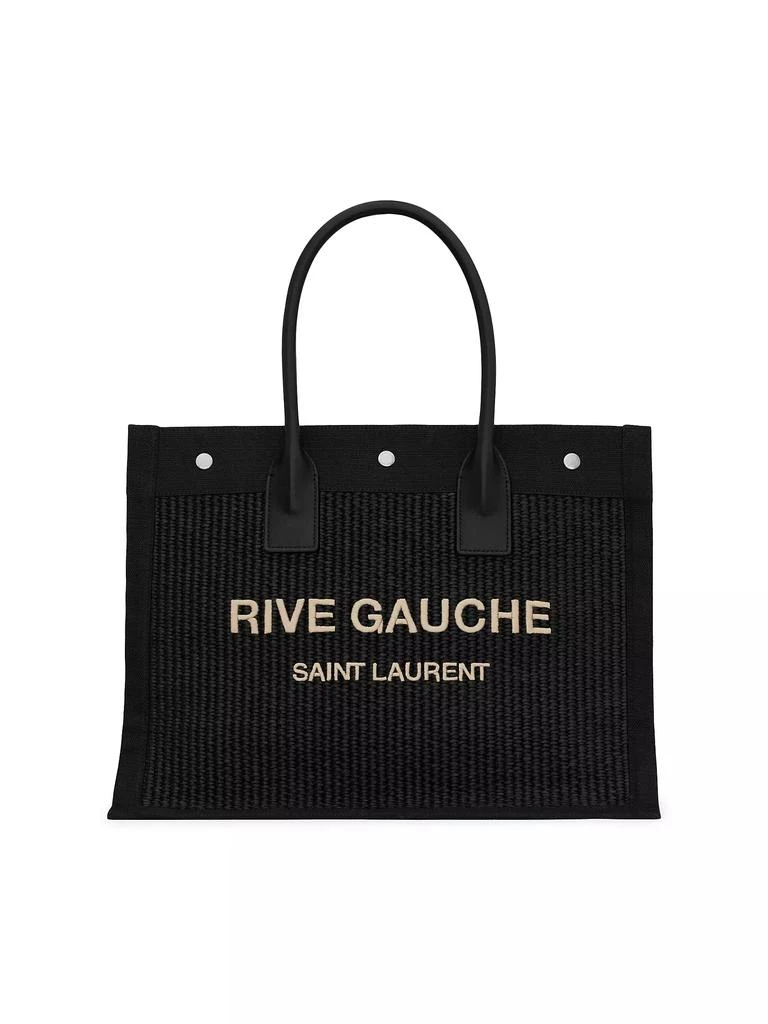 Saint Laurent Rive Gauche Small Tote Bag in Raffia and Leather 1