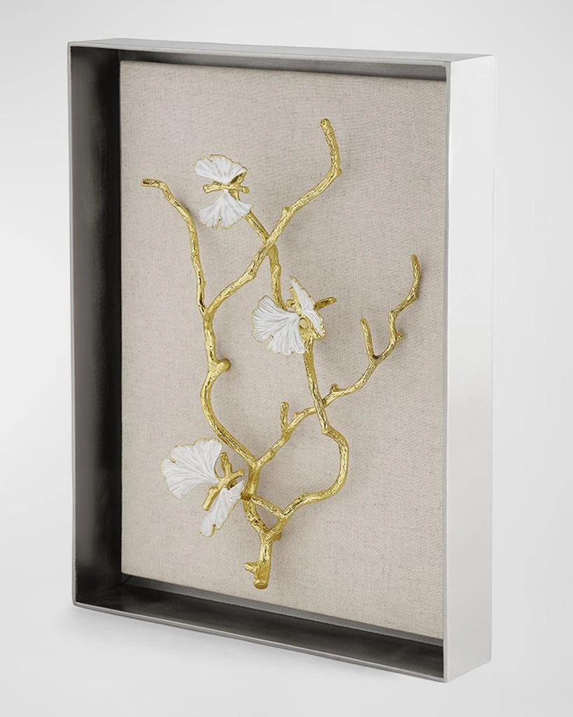 Michael Aram Butterfly Ginkgo White & Gold Fabric Shadow Box 2