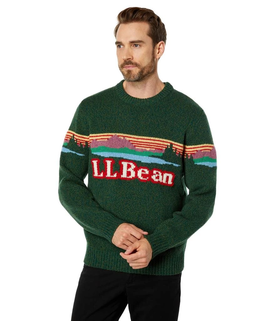 L.L.BEAN Classic Raggwool Crew Sweater Intarsia 1