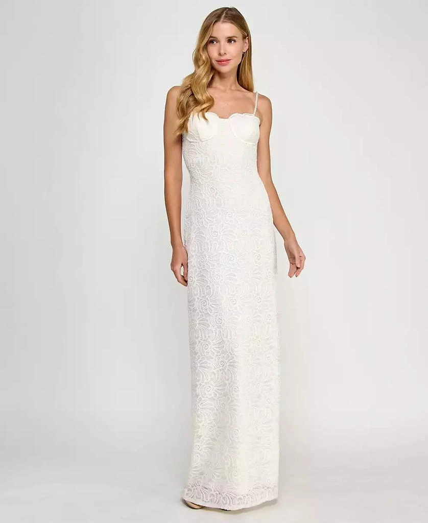 SENI & CADE Juniors' Back-Slit Lace Gown 1
