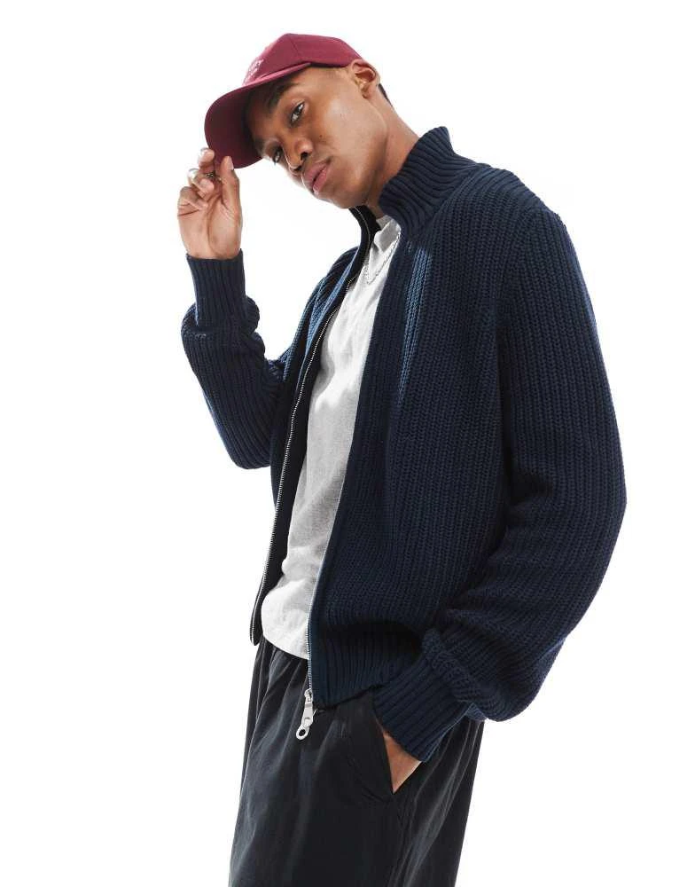 Farah Farah crestone zip through jumper in navy 1