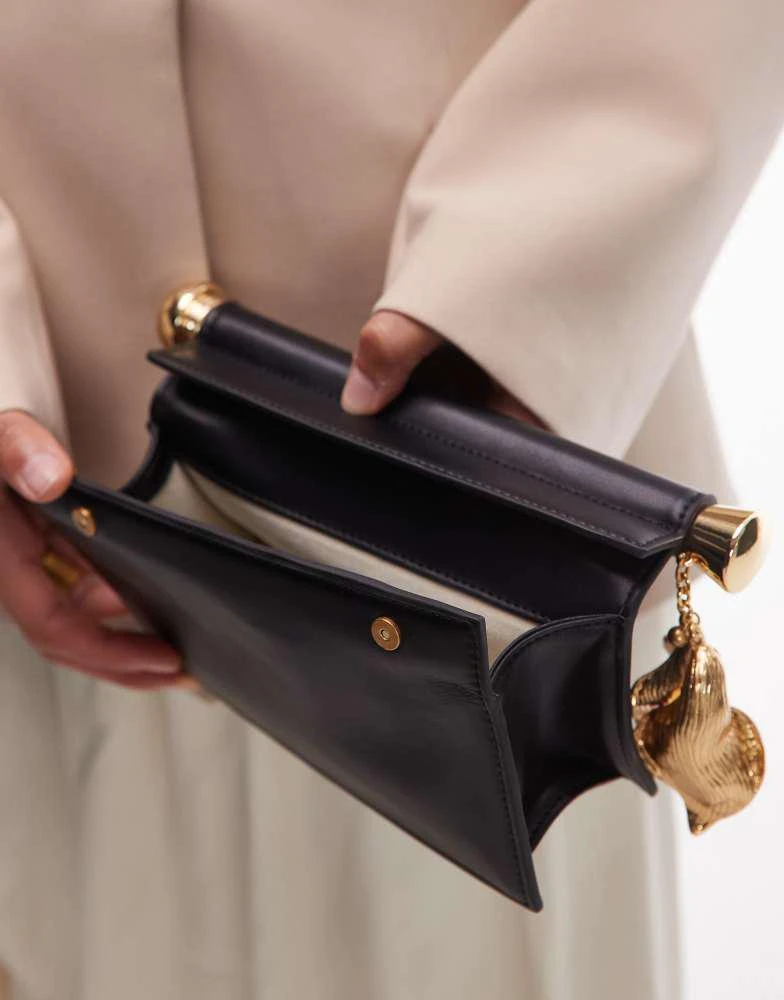 JW PEI JW PEI Holly metal pendant embellished clutch bag in black 3