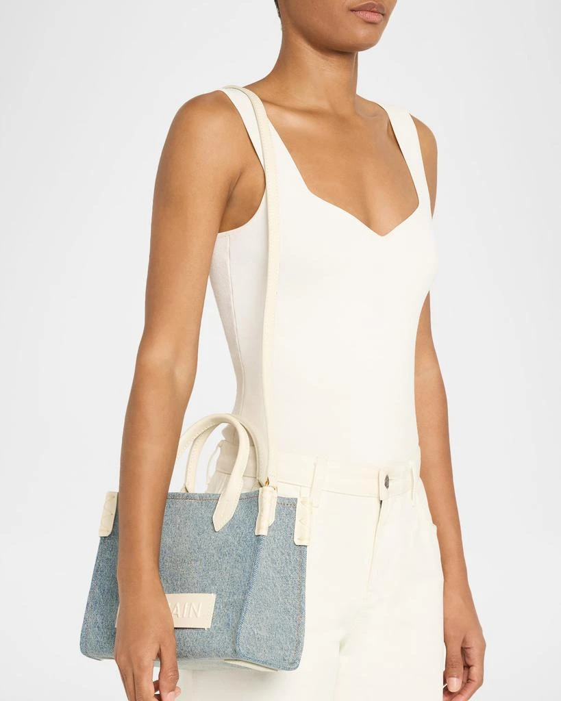 Balmain B-Army Small Shopper Tote Bag in Denim 2