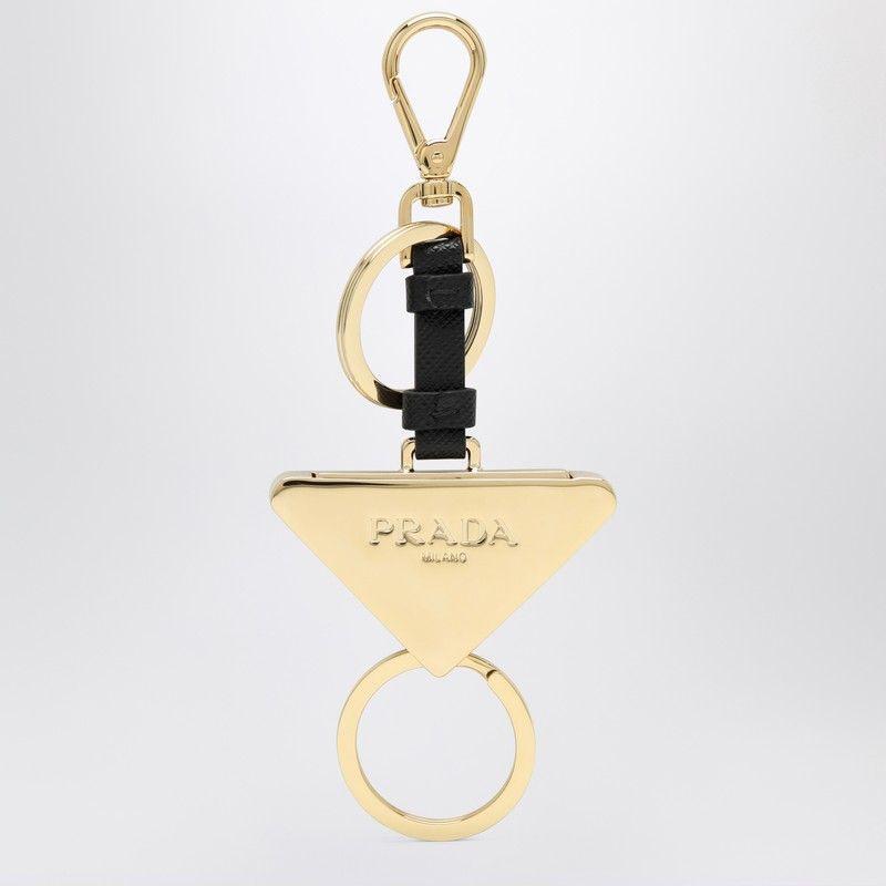 Prada BLACK METAL AND LEATHER KEY RING