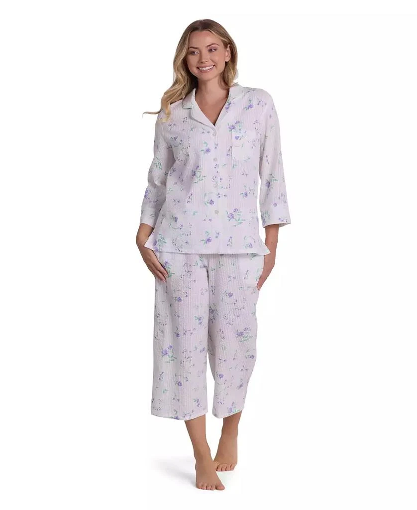 Miss Elaine Women
s Printed Long-Sleeve Top 
Pajama Pants, 2-Piece Set