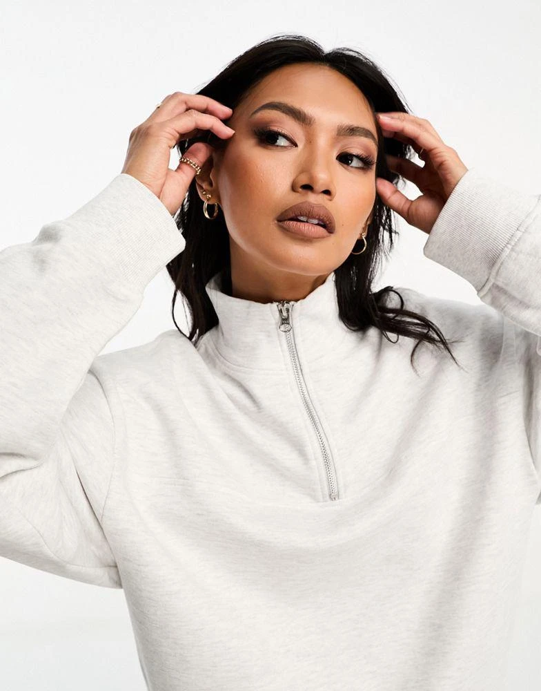 ASOS ASOS DESIGN half zip sweatshirt in ice marl 3