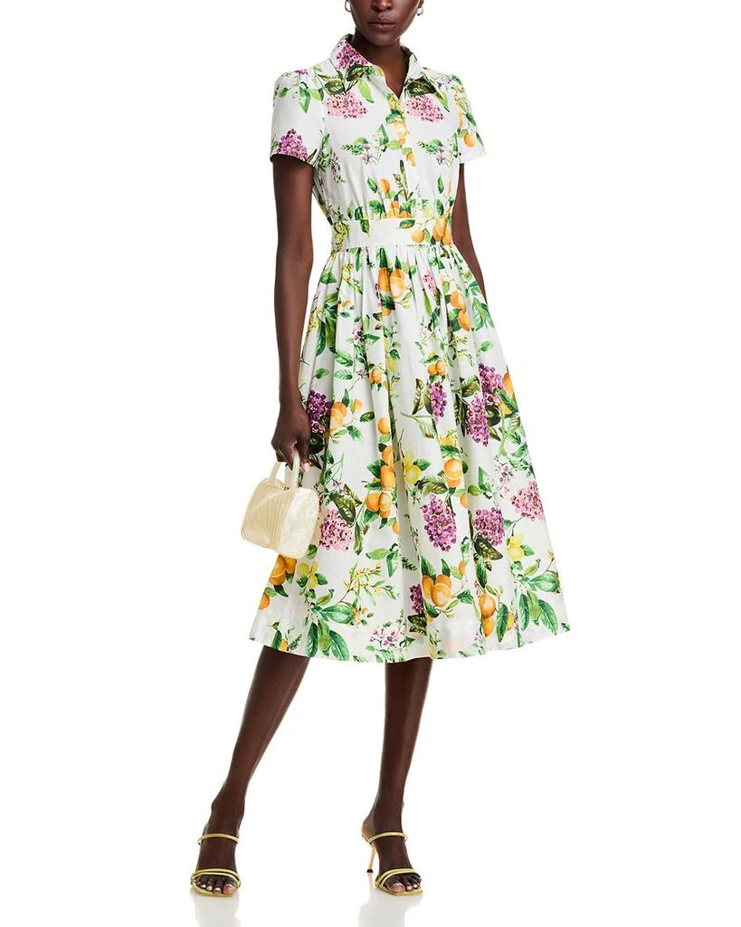 AQUA Lemon Print Fit & Flare Poplin Shirt Dress - Exclusive 3