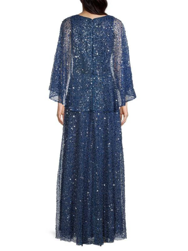 Basix Black Label Cape Sequin Beaded Gown 2