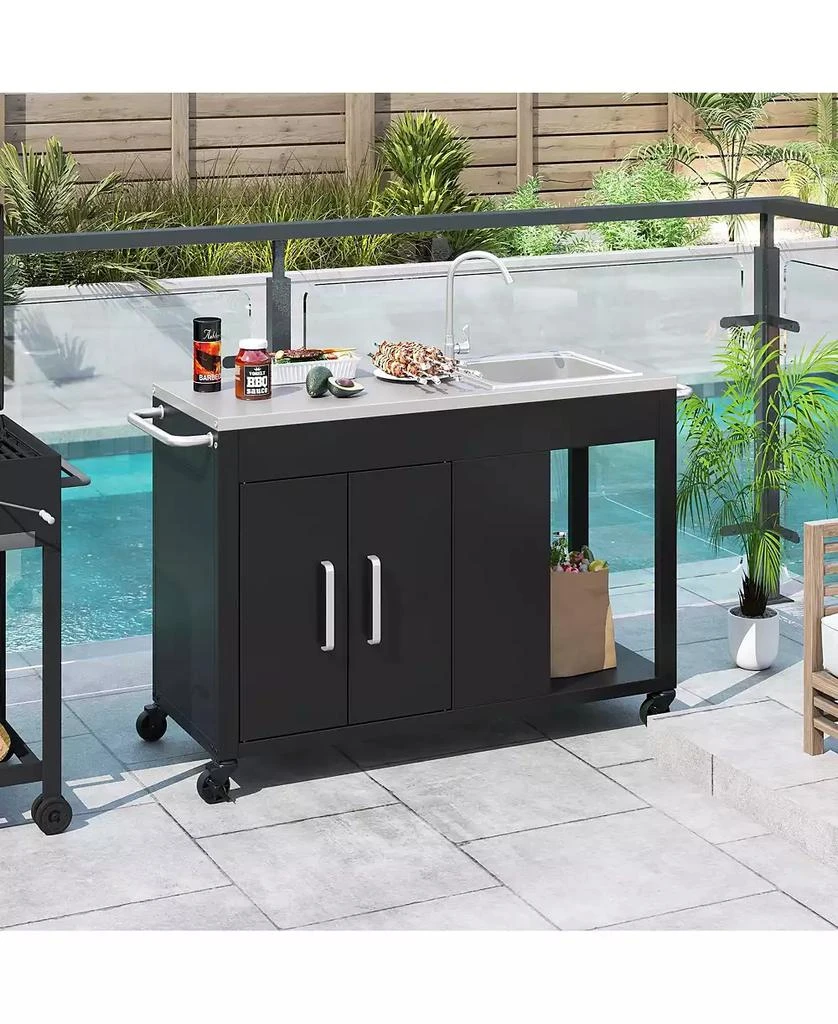 Ecooso 56 Inches Outdoor Grill Table with Sink and Stainless Steel 9