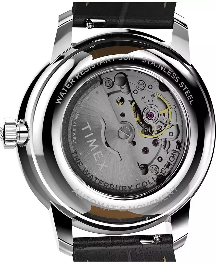 Timex Men's Mechanical Automatic Black Leather Watch, 41mm 5