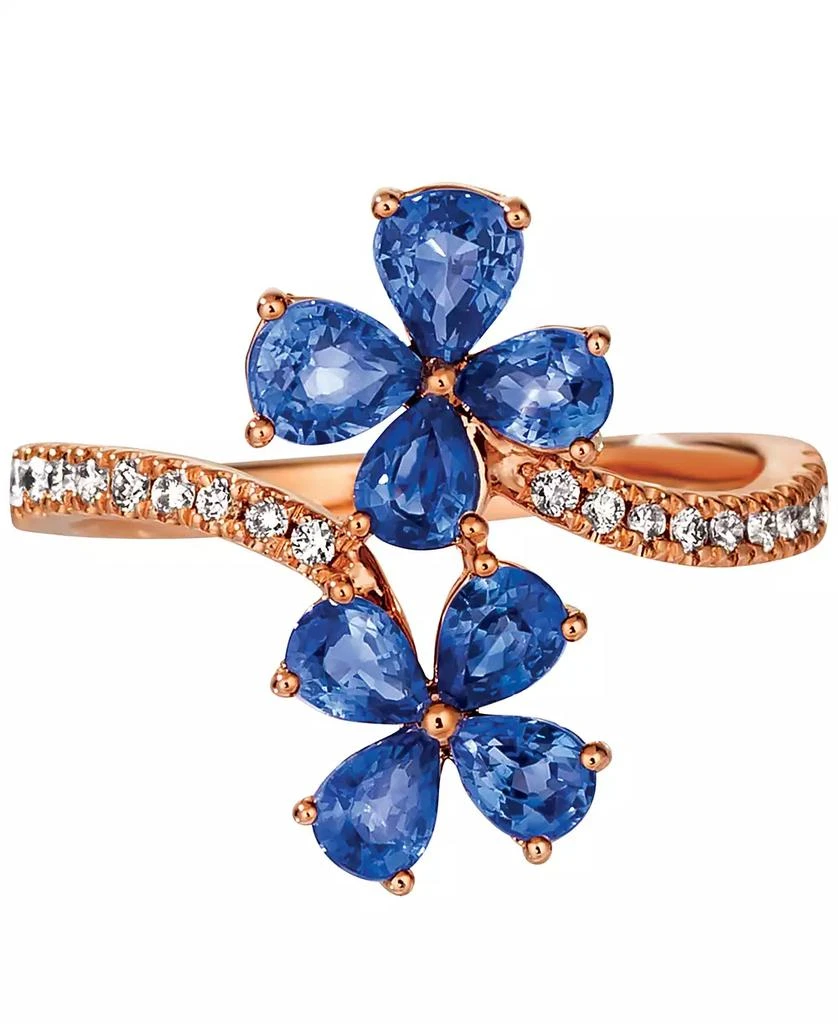 Le Vian Blueberry Sapphire (1-1/2 ct. t.w.) & Nude Diamond (1/5 ct. t.w.) Flower Statement Ring in 14k Rose Gold 3