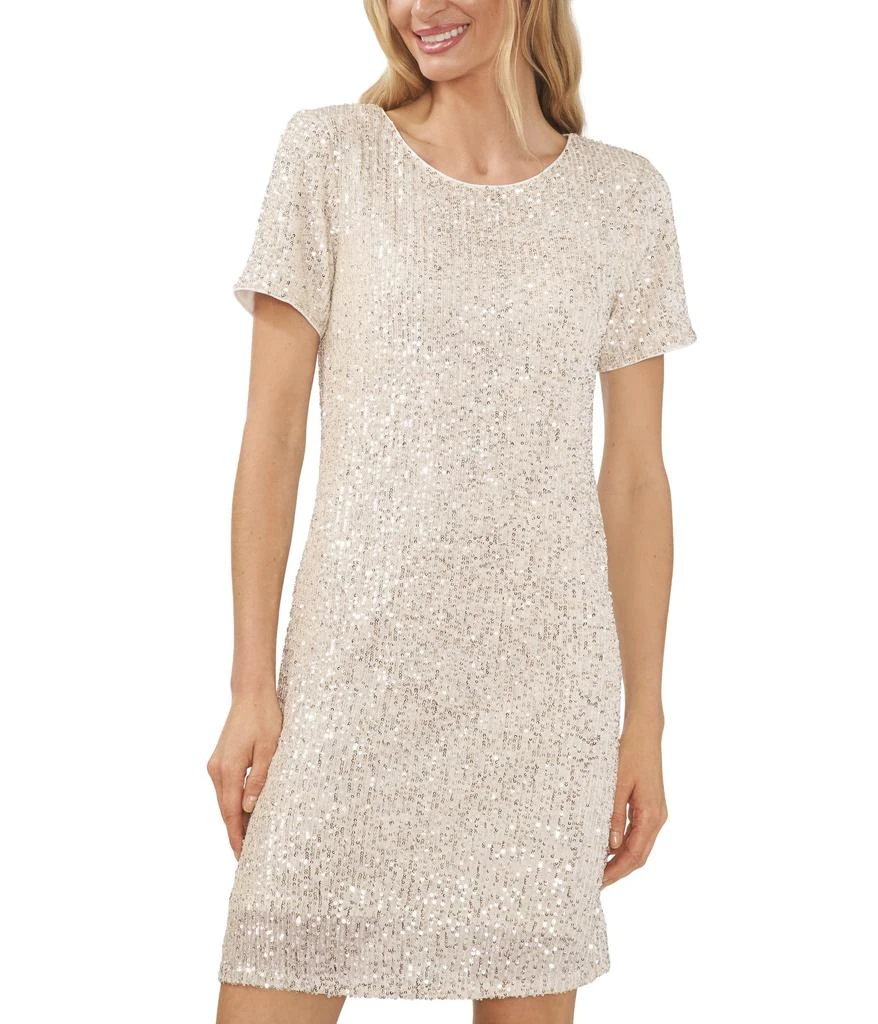 CeCe Short Sleeve Sequin Shirtdress 3