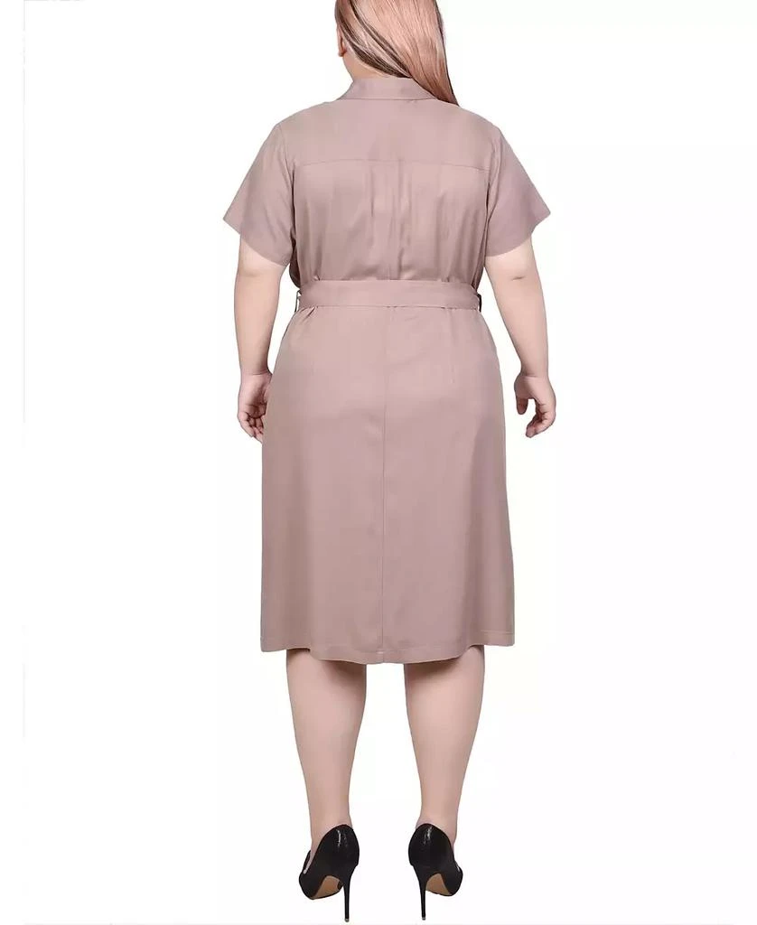 NY Collection Plus Size Short Sleeve Safari Style Dress 4