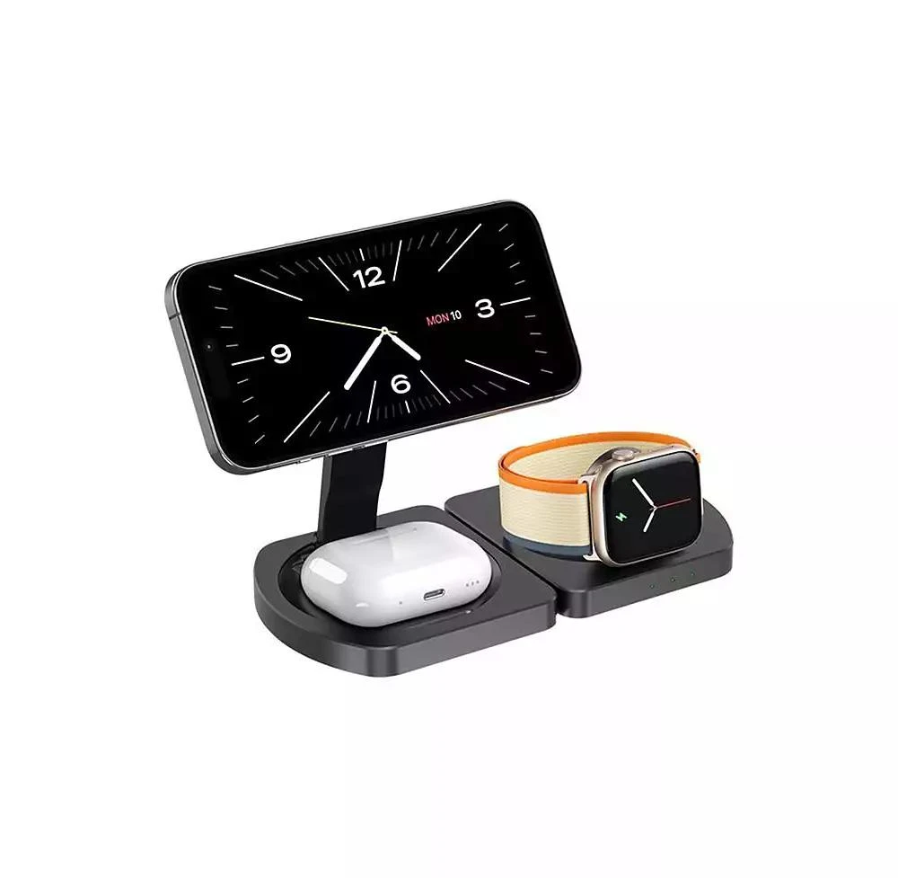 risokeys 3-in-1 Wireless Charger for Apple iPhone with Charging Port - Portable Foldable Charger for iWatch iPhone and Earphones 4