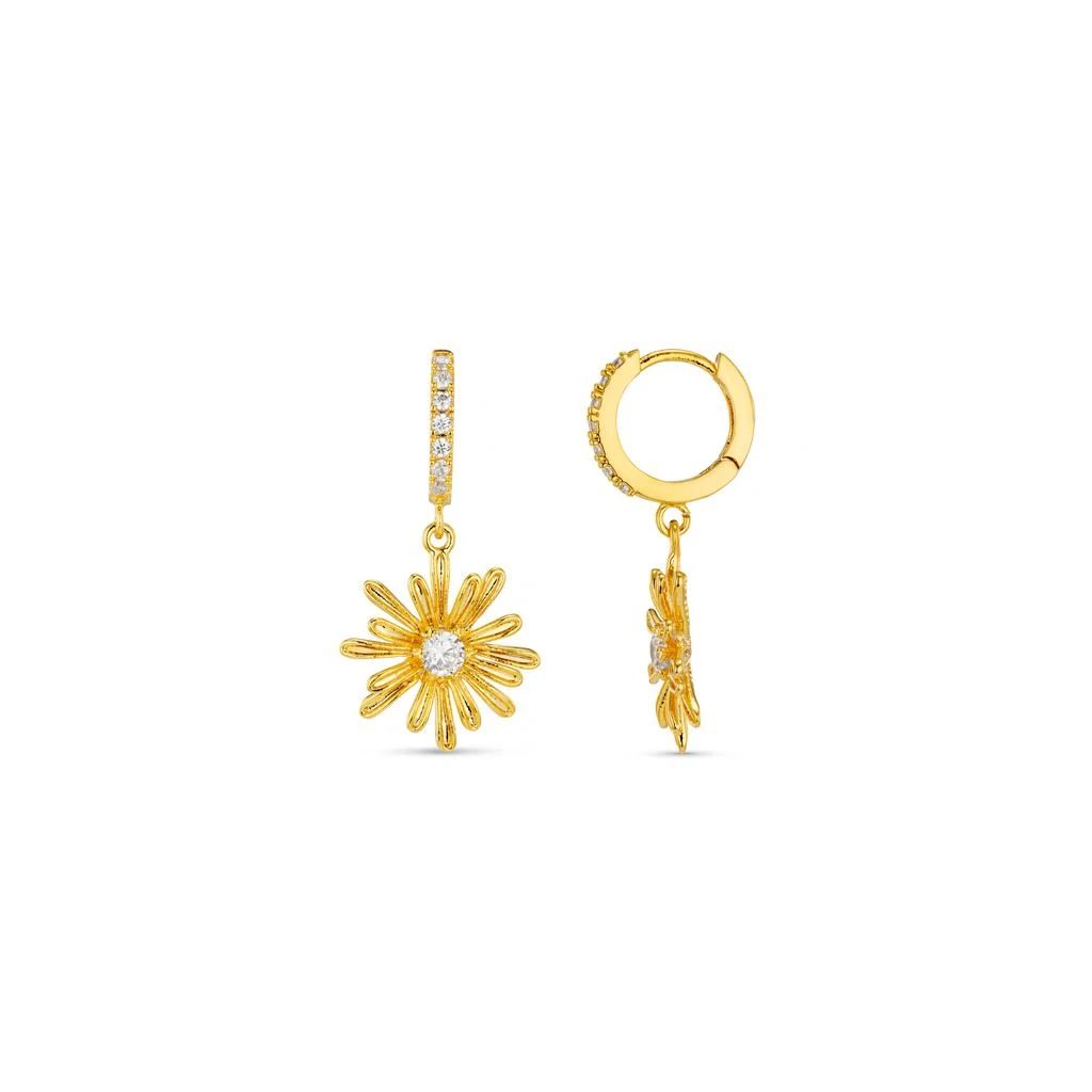 Orelia London Crystal Daisy Pave Huggie Hoop Earrings