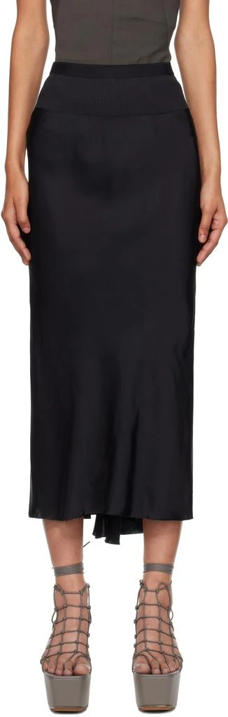 Rick Owens Black Concordians A Line Bias Midi Skirt 1