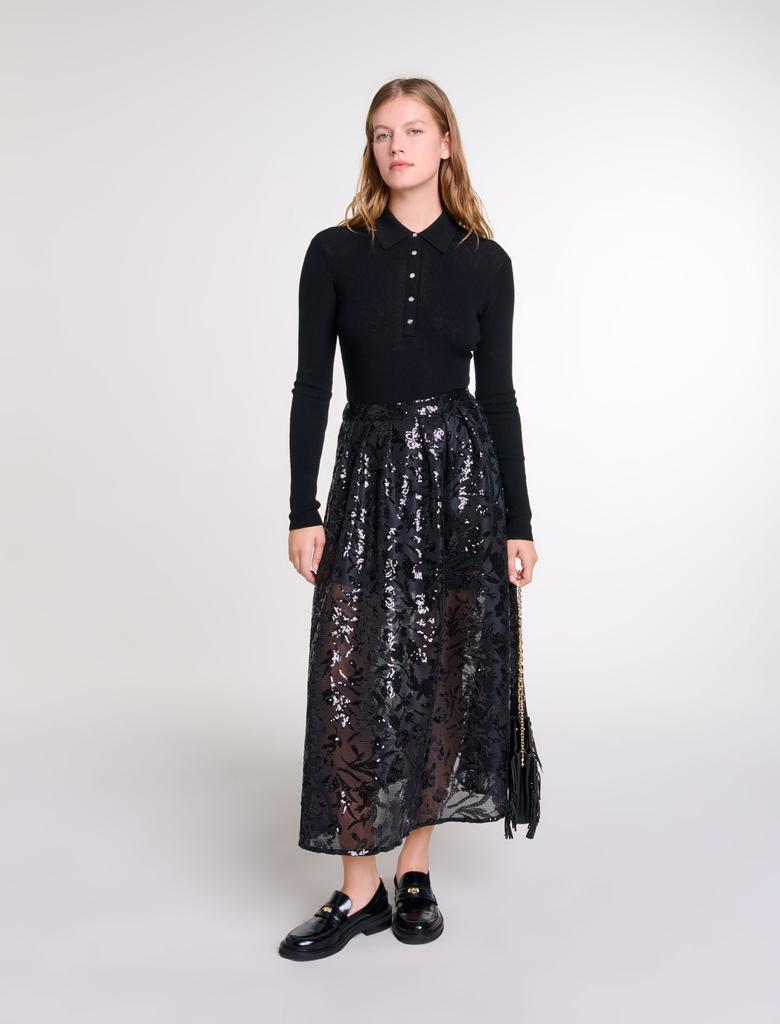 Maje Maje Woman's polyester Sequin maxi skirt for Fall/Winter