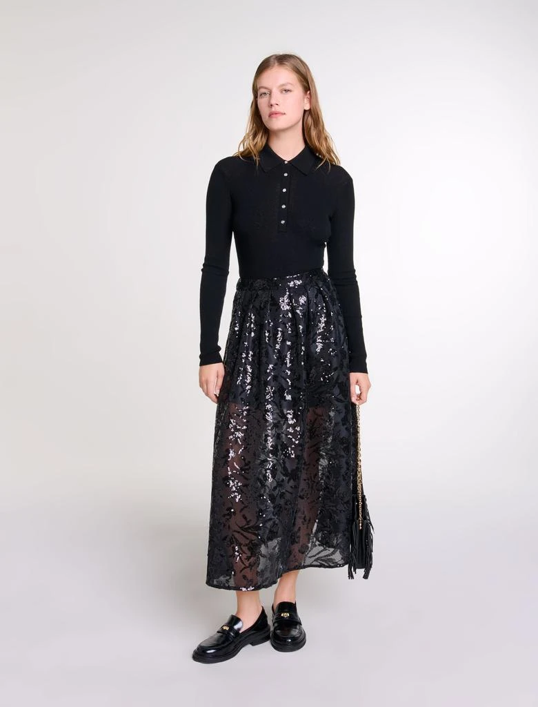 Maje Maje Woman's polyester Sequin maxi skirt for Fall/Winter 1