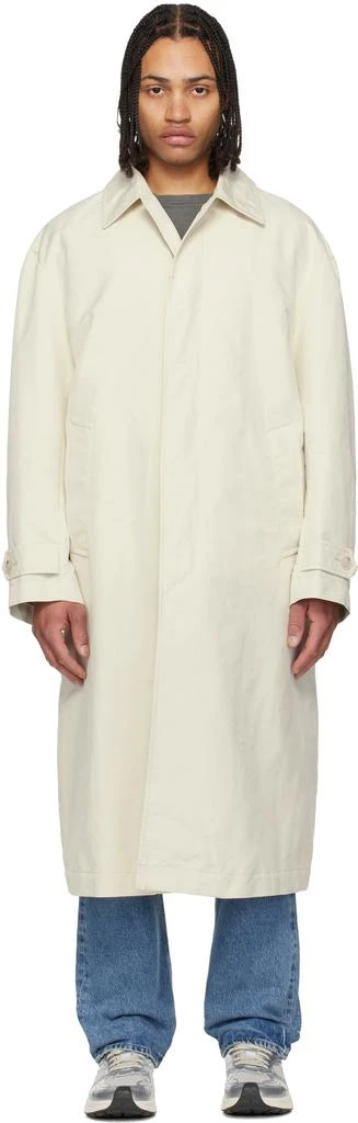 Hugo Boss Off-White Water-Repellent Concealed Closure Coat