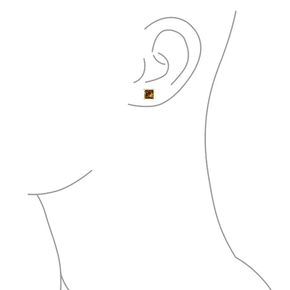 Bling Jewelry 2CT Red Square Cubic Zirconia Princess Cut AAA CZ Stud Earrings For Women .925 Sterling Silver Simulated Ruby 3