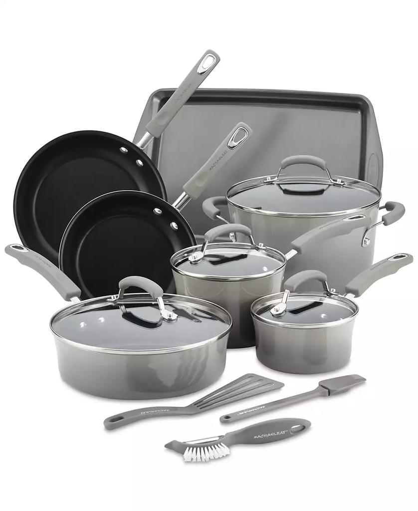 Rachael Ray Classic Brights Hard Enamel Aluminum Nonstick Cookware Set, 14-Piece