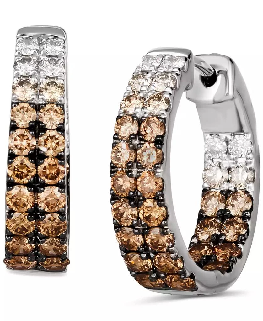 Le Vian Ombré® Chocolate Diamond Ombré In 
Out Small Hoop Earrings (2-1/4 ct. t.w.) in 14k White Gold, 0.75" 1
