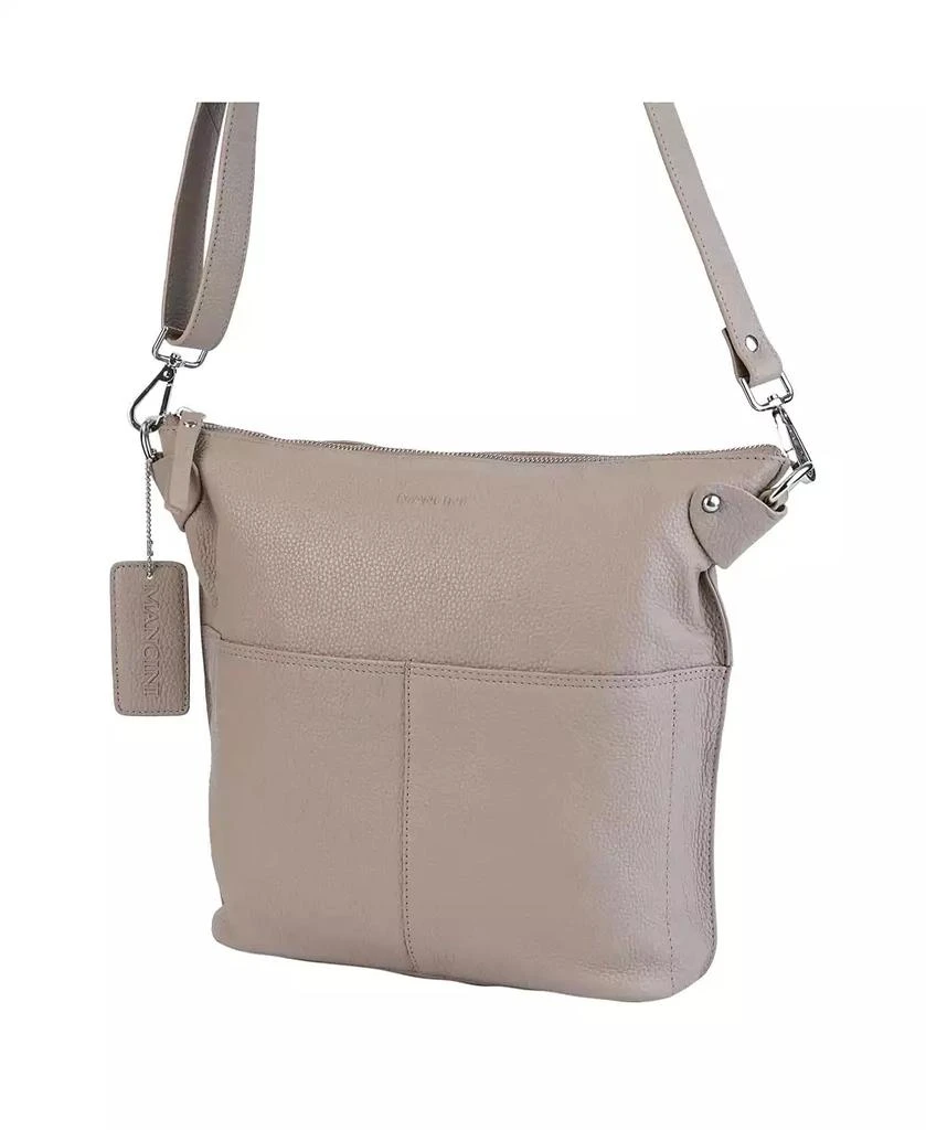 Mancini Leather Goods Pebbled Collection Susan Leather Crossbody Hobo Bag 5