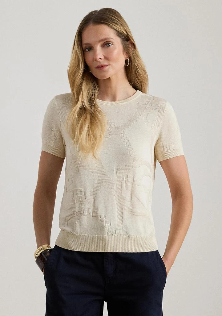 Ralph Lauren Petite Belting-Motif Short-Sleeve Sweater
