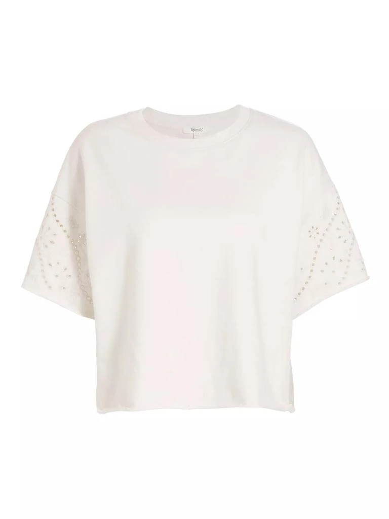 Splendid Raylee Eyelet-Embroidered Boxy Short-Sleeve Sweatshirt 1