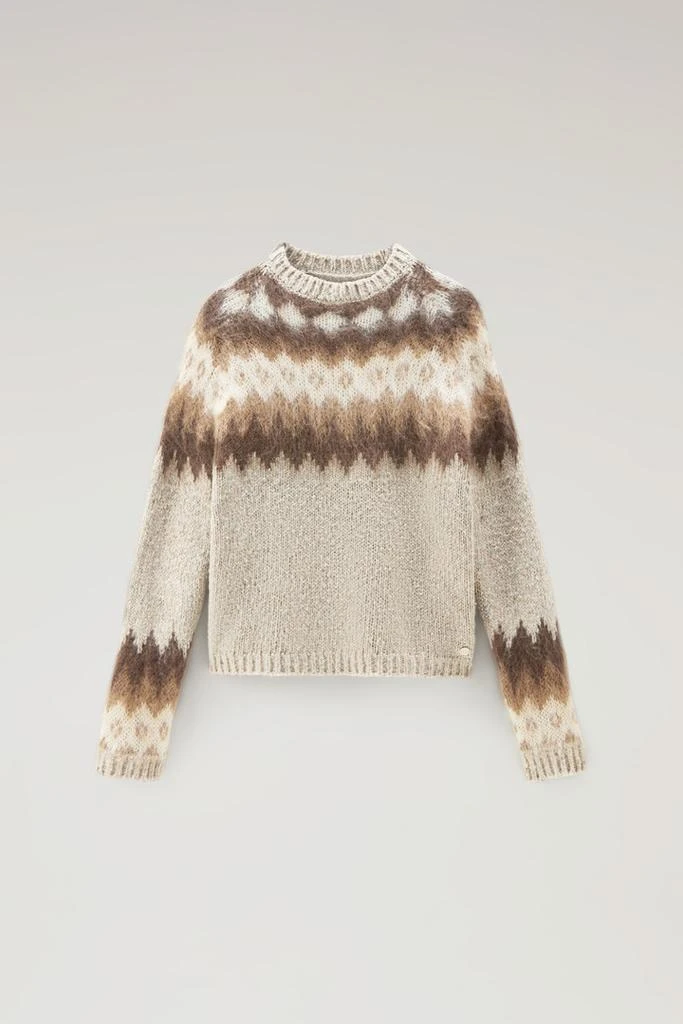 WOOLRICH Fair Isle Pullover in Wool and Mohair Blend - Women - Blue 5