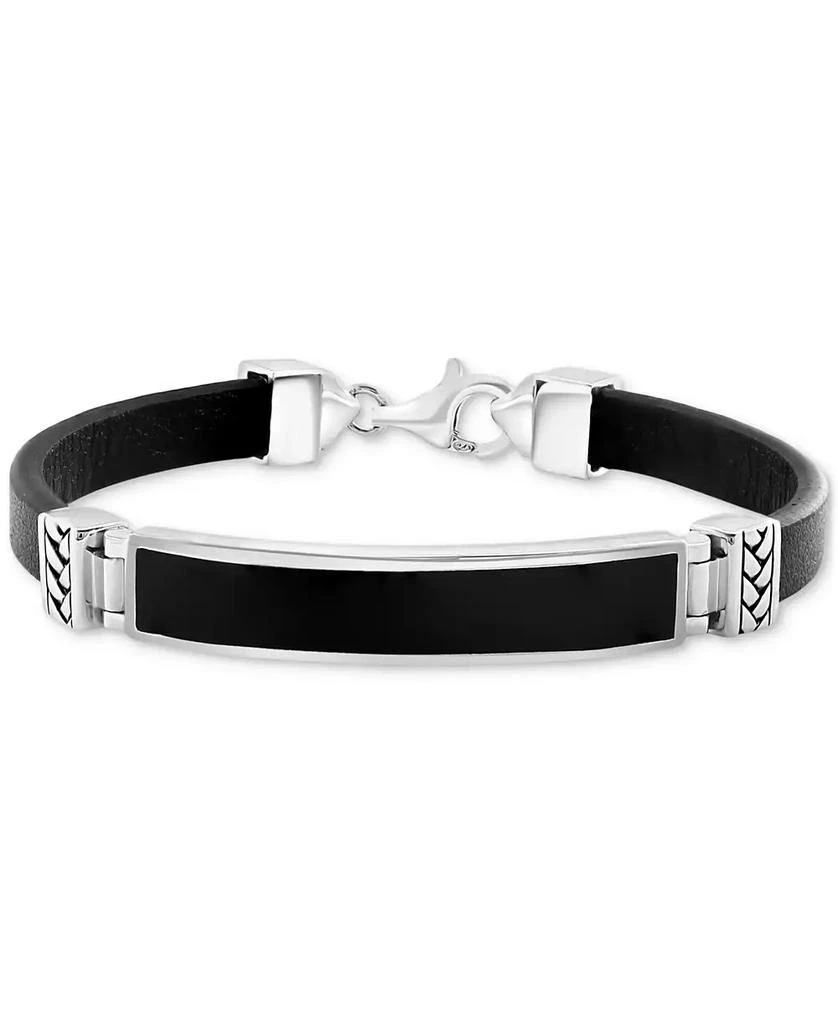 Effy EFFY® Men's Lapis & Blue Leather Bracelet in Sterling Silver (Also in Onyx & Malachite) 1