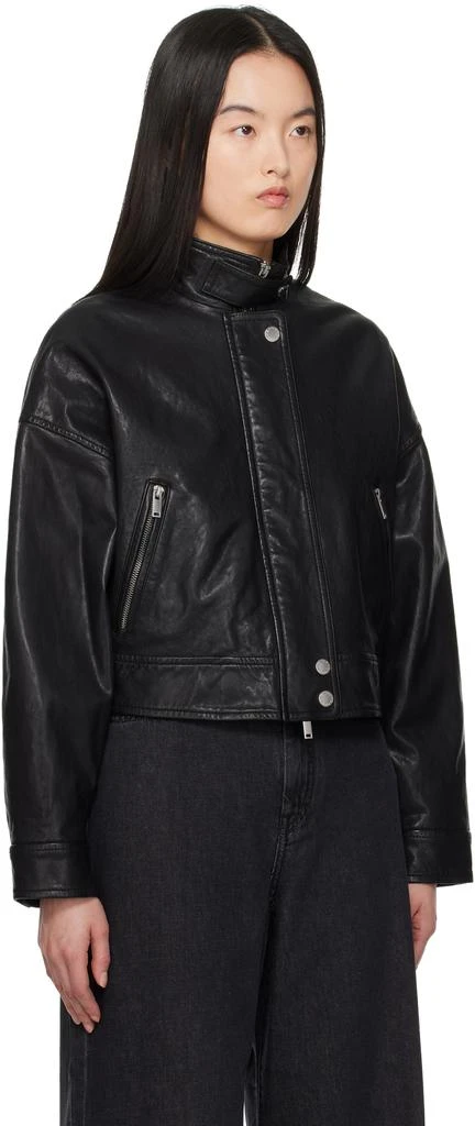 Weekend Max Mara Black Angel Leather Bomber Jacket 2