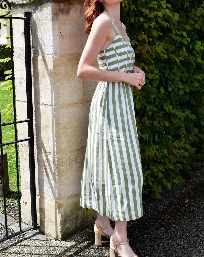 Never a Wallflower Grass Stripe Corset Dress In Green - Green - XSmall Never a Wallflower Grass Stripe Corset Dress In Green - Green - XSmall