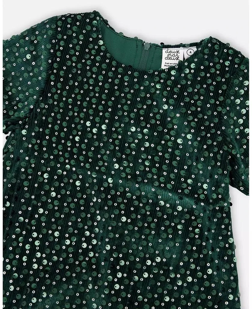 green emerald velvet dress Beaded Green Velvet Corset Back Cap Sleeves Wedding Flower Girl Dress Custom Size main image 0