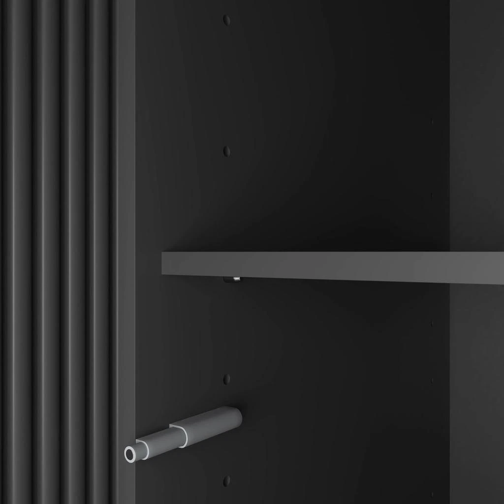 Streamdale Furniture Streamdale 4-Door Wardrobe with Mirror, LED, 2 Drawers, Black 6