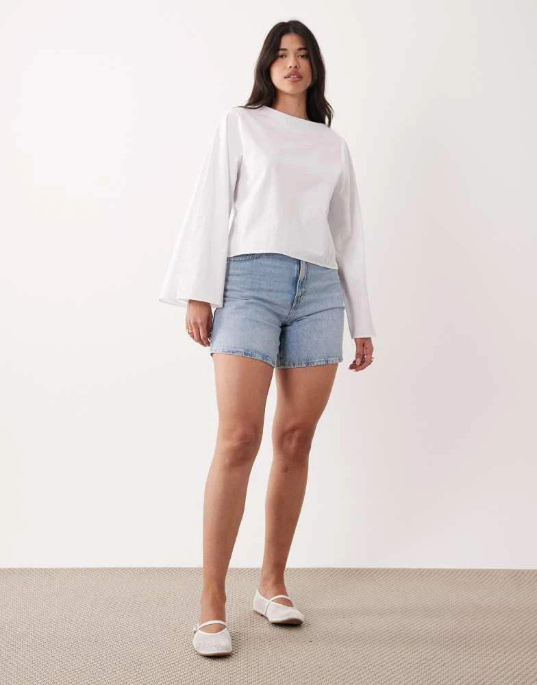ASOS ASOS DESIGN extreme flute sleeve top in white 3