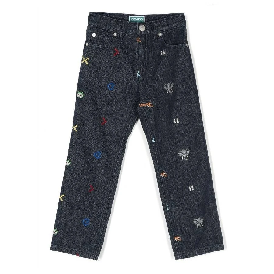 Kenzo Kids Embroidered Logo-Patch Jeans