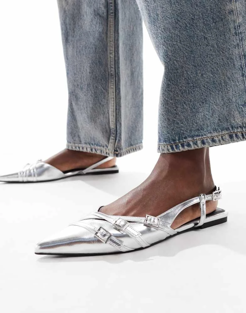 ASOS ASOS DESIGN Lotto slingback ballet in silver 2
