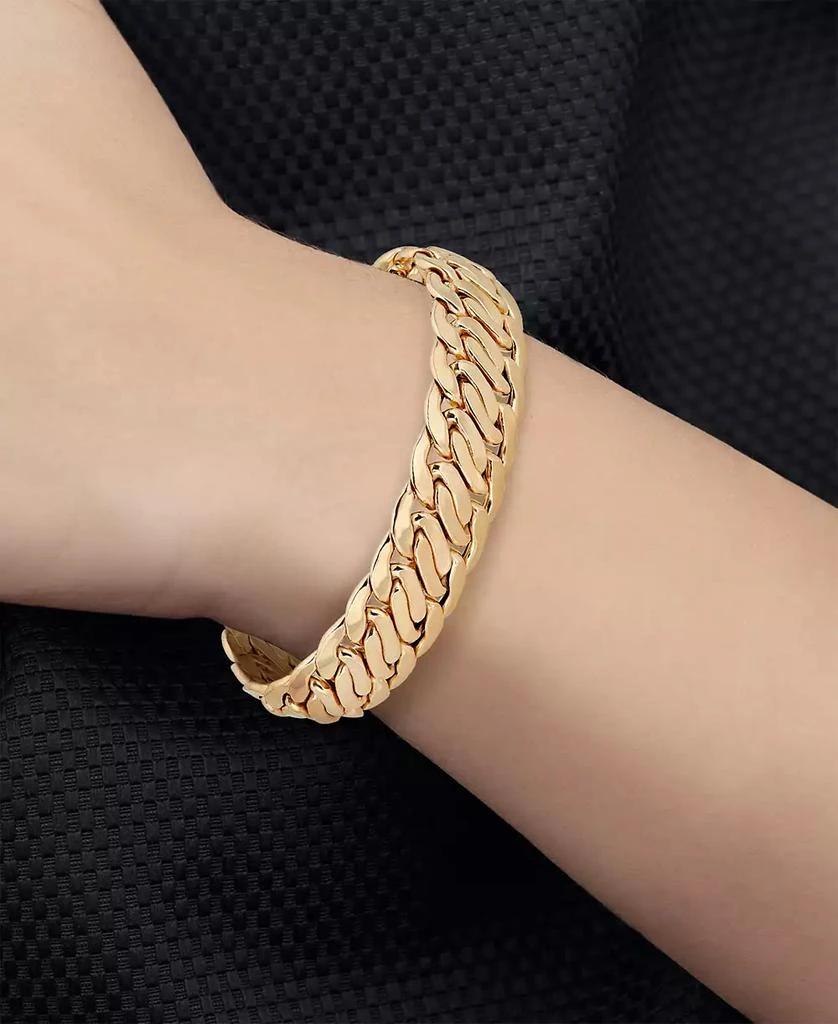 Italian Gold Wide Fancy Link Chain Bracelet in 14k Gold 2