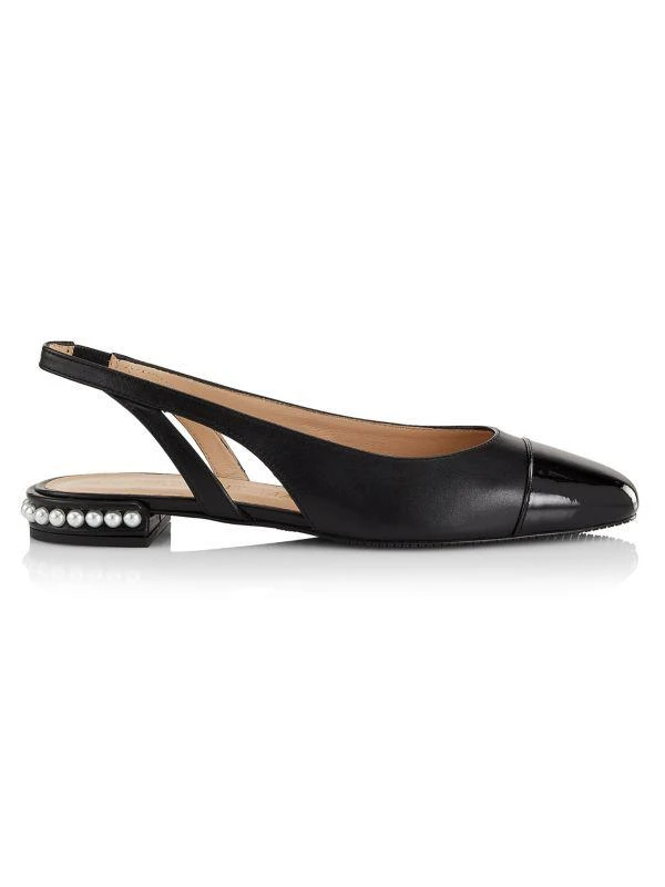 Stuart Weitzman Pearl 20MM Imitation-Accent Leather Slingback Flats 1