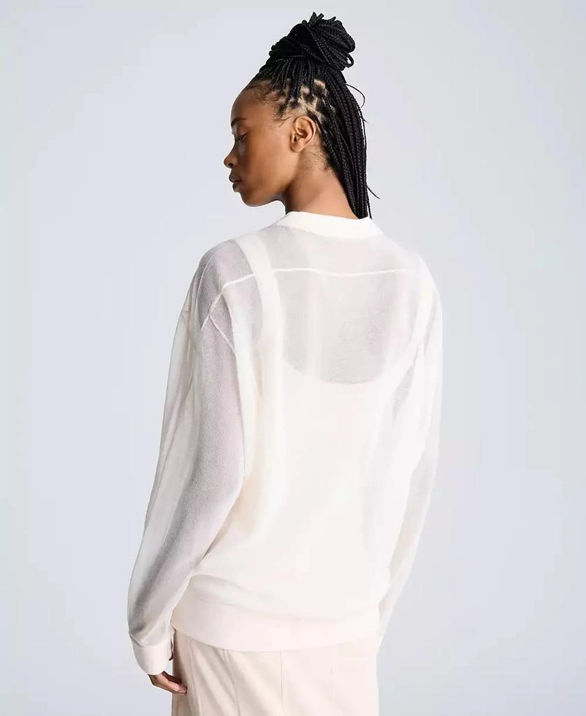 Kenneth Cole Women's Sheer Oversized Crewneck Pullover 2