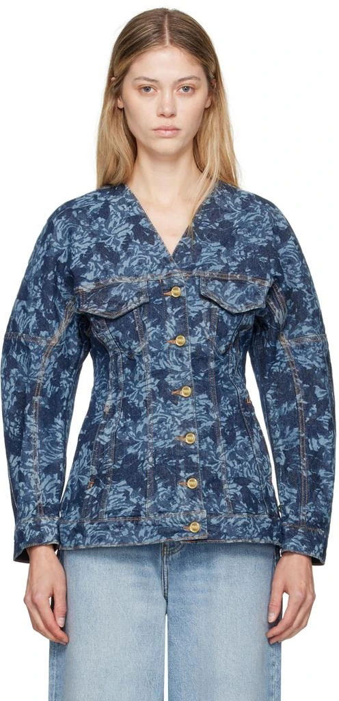 Ganni Navy Lazer Denim Jacket 1