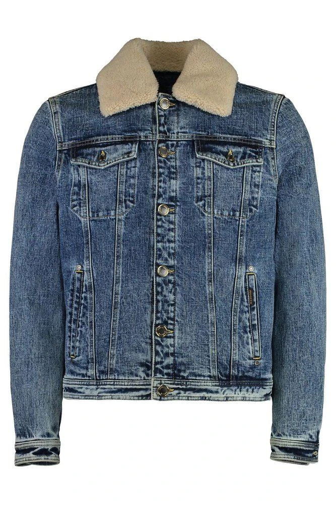 MOORER Moorer Taburno Sherpa-Collar Denim Jacket