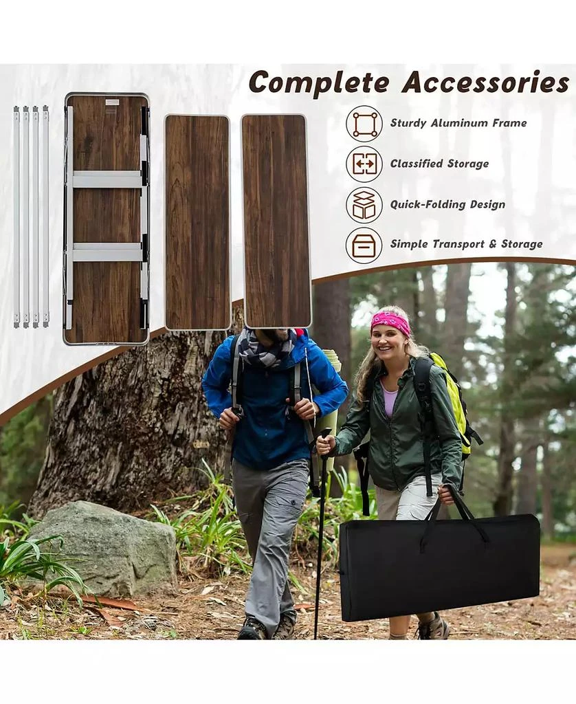 KUYOTQ Folding Camping Table with 2-Tier Open Shelves for Outdoor BBQ 4