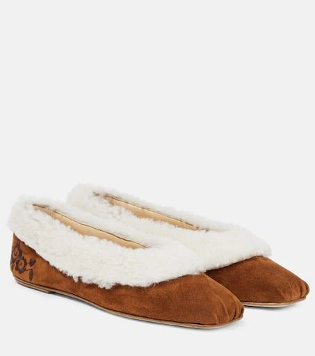 Magda Butrym Embroidered shearling ballet flats 1