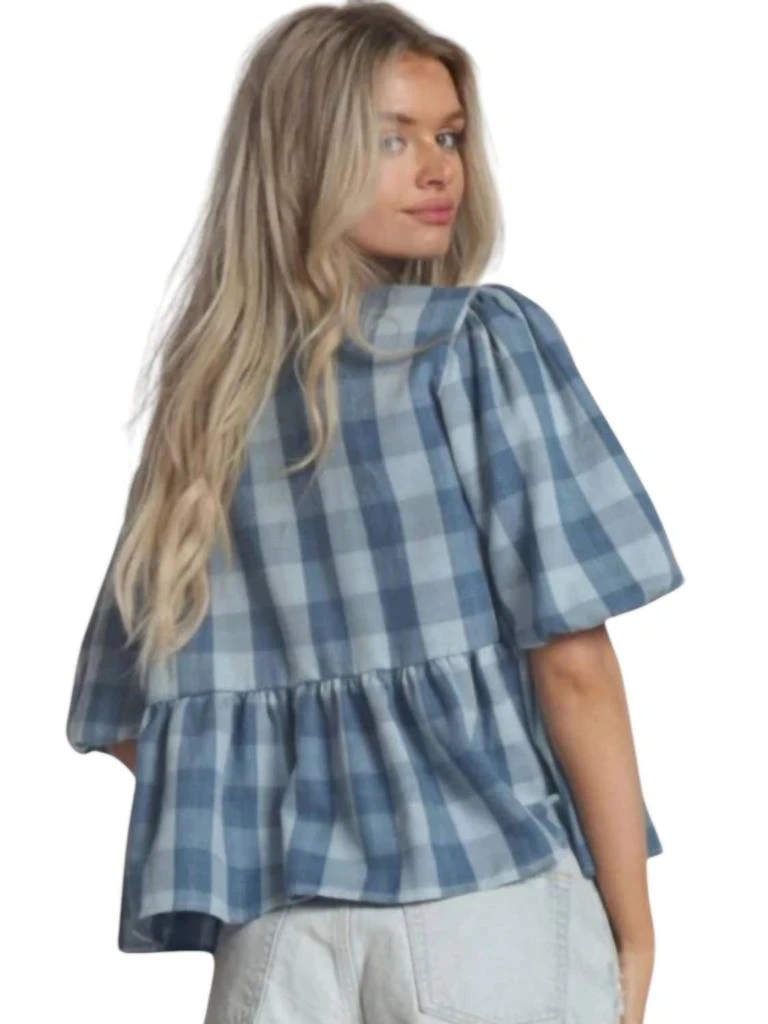Blue Buttercup Blue Buttercup - Gauze Plaid Bow Blouse 3