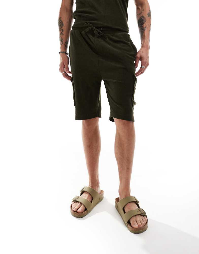 Brave Soul Brave Soul towelling co ord cargo shorts in khaki Shorts BeyondStyle